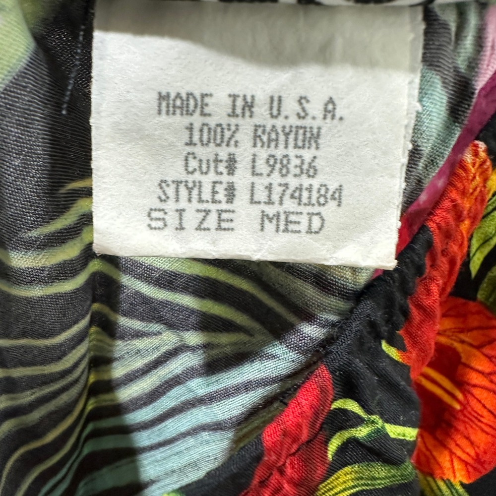 VTG Clio Midi Skirt Medium Tropical Floral Rayon Hawaiian Tiki Cruise Resort - Picture 6 of 7